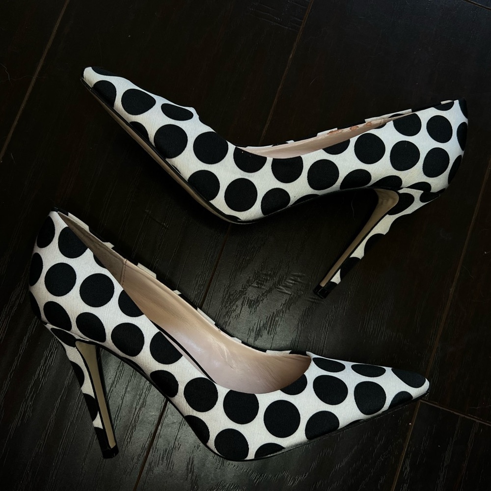Aldo black & white polka dot heels
